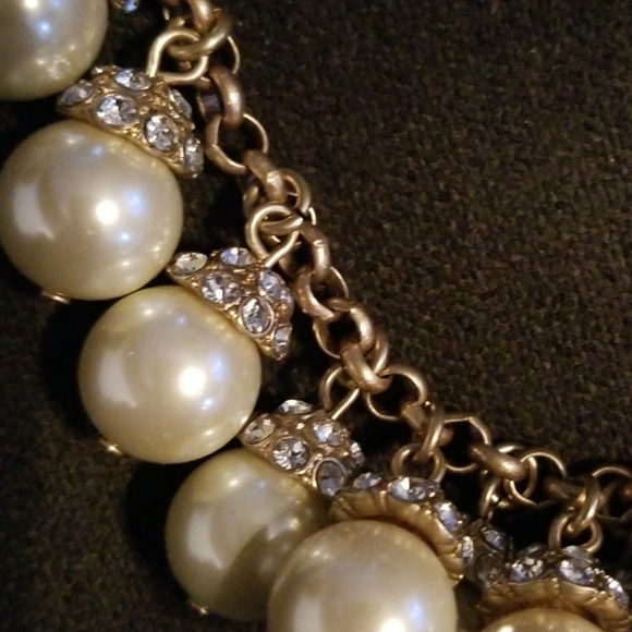 J Crew gold pearl and rhinestones necklace. NWT - Picture 3 of 8
